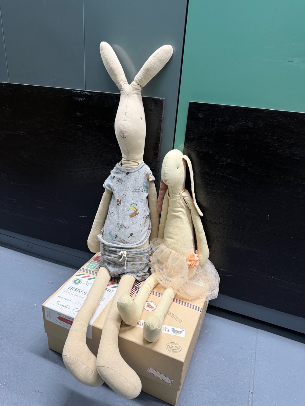 Maileg Mega Maxi Summer Boy Rabbit & Mega Ballerina Rabbit Staff Toys